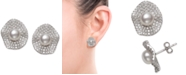 Macy's Cultured Freshwater Pearl (6mm) & Cubic Zirconia Button Stud Earrings in Sterling Silver